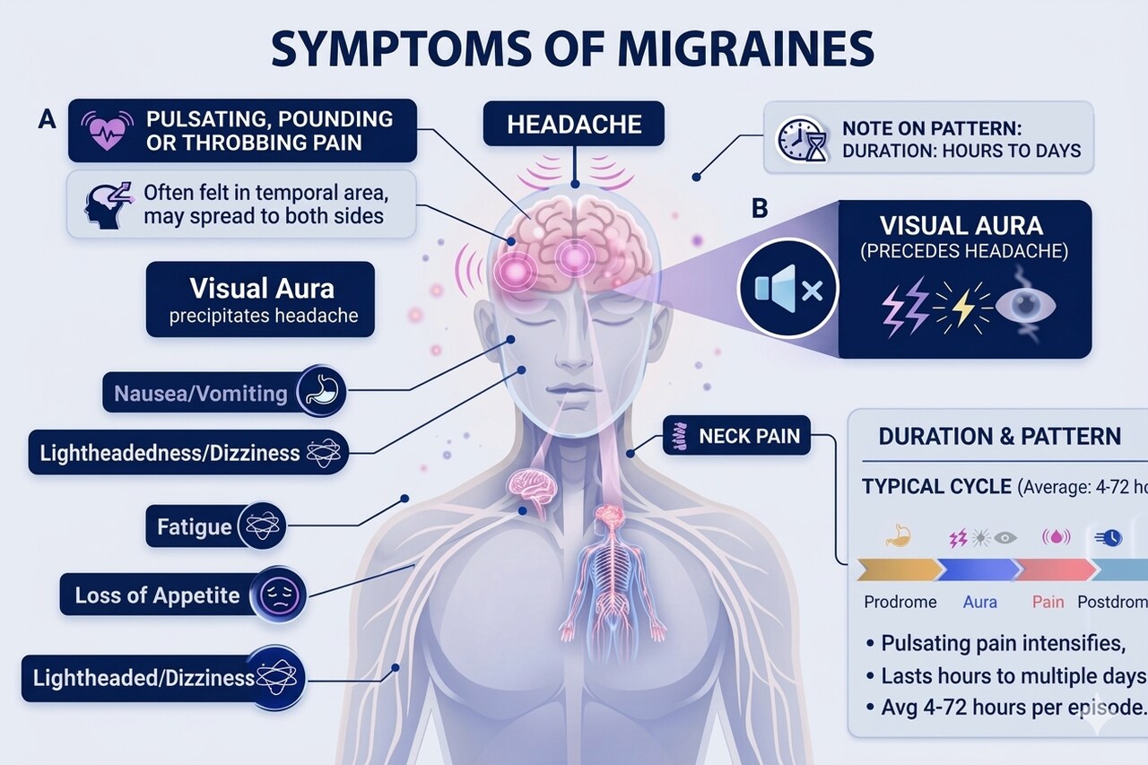 Symptoms of migraine headaches