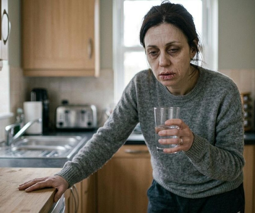 Dehydrated adult feeling weak, dizzy, and thirsty with dry mouth, unable to keep fluids down, highlighting need for prompt medical care.