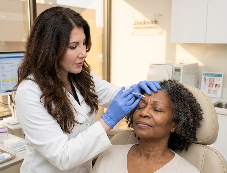 botox injection forehead wrinkle treatment NYC precise facial muscle relaxation procedure
