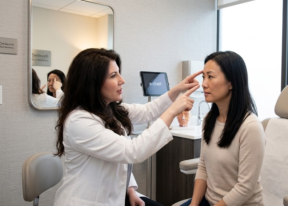 botox treatment consultation Brooklyn NYC natural results doctor patient facial wrinkle assessment
