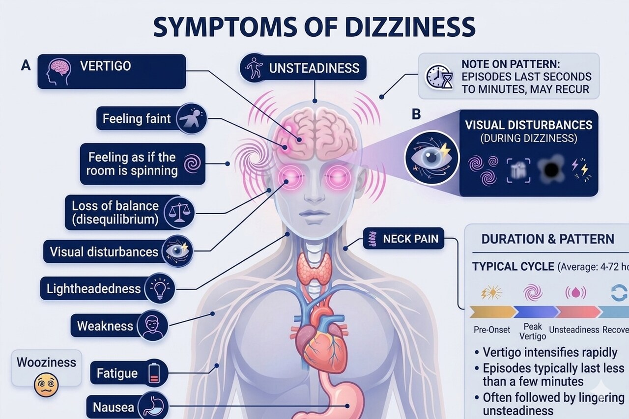Chart showing symptoms of dizziness