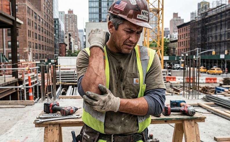 tennis elbow pain repetitive motion NYC worker forearm strain elbow inflammation