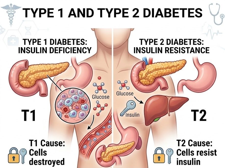 Type 1 and Type 2 diabetes chart